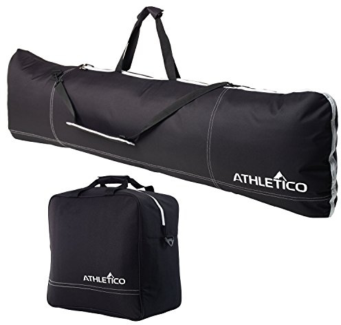 Athletico Padded Two-Piece Snowboard and Boot Bag Combo | Store & Transport Snowboard Up to 165 CM and Boots Up To Size 13 | Includes 1 Padded Snowboard Bag & 1 Padded Boot Bag (Black)