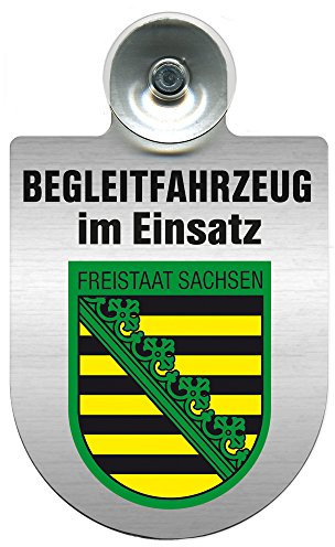 Einsatzschild mit Saugnapf - Begleitfahrzeug im Einsatz - incl. Regionenwappen 309457 Farbe Region Freistaat Sachsen