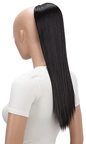 CAISHA 55cm Haarteil Nina mit Kordelverschluss Zopf Haarverlängerung Glatt Schwarzbraun PH503