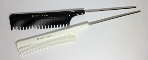 niavida Toupierkamm Spezial Toupier-Nadelstielkamm feststehende Nadel wechselnde Zahnung ca. 22 cm schwarz Nadel-Stielkamm