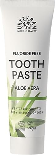 Urtekram Aloe Vera Zahnpasta – Bio Zahnpasta ohne Fluorid zum Schutz des Zahnfleisches – vegan 100 % natürlichen Ursprungs, 75 ml (1er Pack)