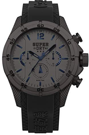 Superdry Herren Multi Zifferblatt Quarz Uhr mit Silikon Armband SYG257BB