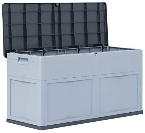 Tidyard Garden Storage Box Shed Outdoor Fruniture Patio Tool Box 320 L Grey Black