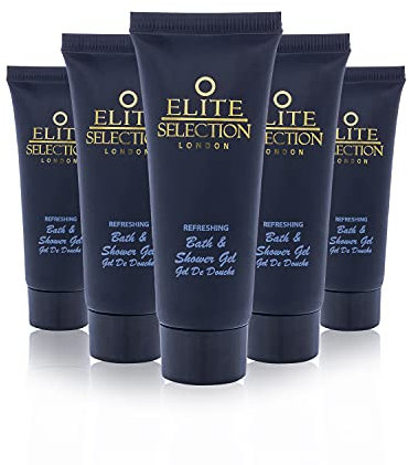 30 Ml Elite Selection London Bath & Shower Gel Tubes Easy to Carry Bath & Shower Gel Suitable for Sensitive Skin Refreshing Body Was Eurosplash Amenities Hotel B&B Guest House Gym Travel Pack of 25