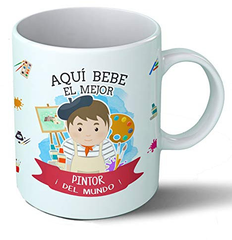 Planetacase - Taza Pintor - Regalo Original - Cerámica 330 mL - Taza Desayuno Apta para Microondas y Lavavajillas - Artista Pintura - Resistente a Lavados