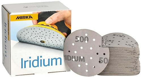 Mirka Schleifpapier Iridium Ø 77 mm Grip 20-Loch 50 Stk Klett | Premium-Schleifpapier mit Klett Korn 500 ideal für Lack Spachtel Holz Stahl Mineralwerkstoffe Kunststoff
