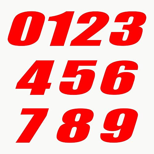 Autodomy Motorrad Motocross Nummer 10 Stücke | Startnummer Aufkleber Sie widerstehen Regen und Sonne | Vinyl Number Stickers Rot