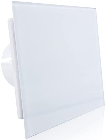 Fantronix 100mm Quiet Glass Front Elegant Designl Bathroom Extractor fan 4 inch Shower Wall and Ceiling Mounted Ventilation Damp Control Silent Toilet - Standard