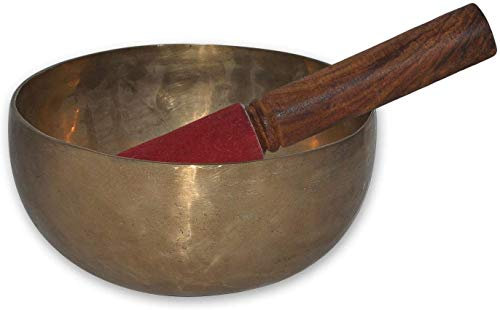Bols chantants tibétains de l’Himalaya aux 7 métaux martelés, pour la prière de guérison, le yoga, avec maillet et coussin (18 cm)