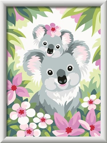 Ravensburger CreArt 28984 - Süße Koalas - Malen nach Zahlen für Kinder ab 9 Jahre, Malset mit Rahmen, Pinsel und Acrylfarben, Geschenk für Mädchen und Jungen