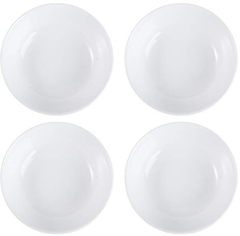 Cabilock Lot de 4 coupelles à Sauce Rondes empilables en céramique - pour entrées, Snacks, sauces soja, Cuisine, Restaurant - Blanc