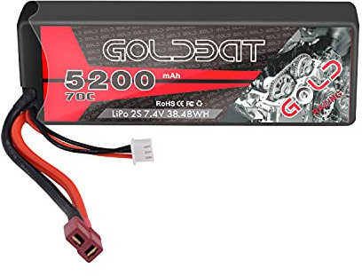GOLDBAT RC Battery 5200 mAh 7.4 V 2S 70C LiPo Battery Pack with Deans Stecker for RC Car Boat Truck Helicopter Aeroplane