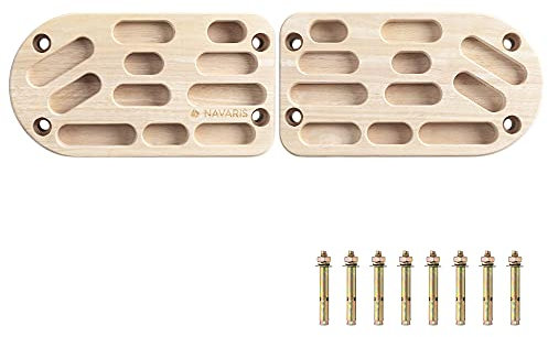 Navaris 2X Hangboard Klettergriffe aus Holz - Boulder Griffe - Hängebrett Kletter Training für Fingerstärke - Kletterbrett Kletterboard Bouldern