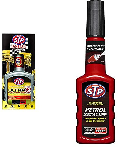 STP Ultra 5 in 1 Petrol System Cleaner, Concentrated Cleaning Power, Car Accessories, 400 ml & GST53200EN Petrol Injector Cleaner 200 ml