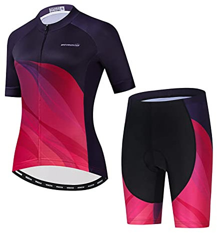 Weimostar Radtrikot Shorts Set Damen Bike Top Anzug Rennrad Bekleidung MTB Sommerbekleidung Rot S