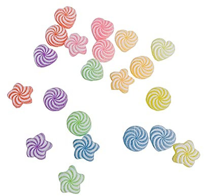 JIHUOO 50 Stück Bunt Künstliche Süßigkeiten Flatbacks Harz Bonbons Süßigkeiten Ornamente Gemischte Bonbons Charms für Handwerk Dekoration Mehrfarbig A