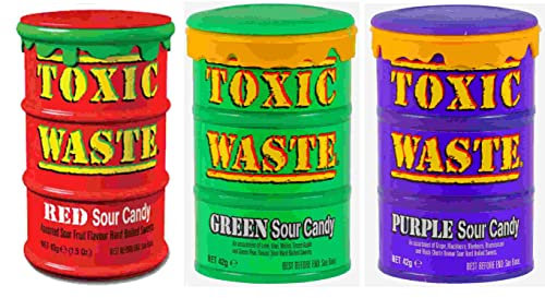 Toxic Waste Mix | Red Sour Candy | Purple Sour Candy | Green Sour Candy | 3x42g