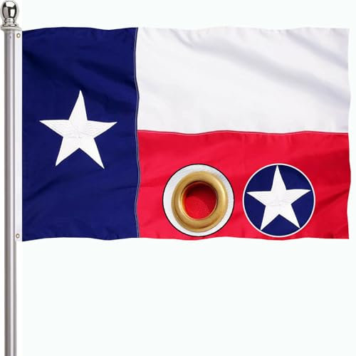 Bandiere dello stato del Texas 3 x 5 Outdoor Made in USA - Bandiera del Texas ricamata, in nylon resistente, resistente ai raggi UV, con stelle ricamate, strisce cucite e occhielli in ottone, adatte