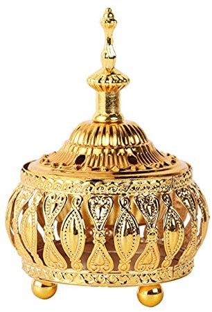 Encensoir Arabe Vintage Brûle Encens Arabe Mini Brûleur d'Encens Brûle Encens en Métal Porte Bâton d'Encens Vintage Porte Bâton d'Encens Décoration de La Maison Bureau Salle de Thé Maison 12 x 9 cm