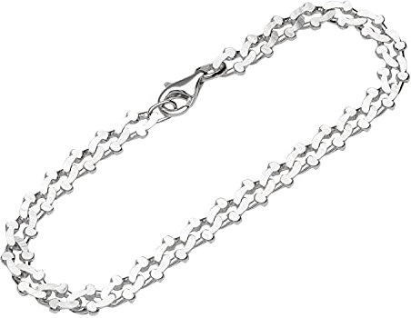 NKlaus Armband aus 925 Sterling Silber 19,5cm Königskette diamantiert Damen Armkette 13253