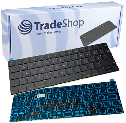Trade-Shop Laptop Notebook Tastatur Deutsch QWERTZ Schwarz mit Hintergrundbeleuchtung kompatibel mit Apple MacBook Pro 13 Retina A1706