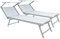 Lettini Prendisole Pieghevole Professionale Alluminio Tessuto Textilene 720 gr/m² Tettuccio Orientabile Parasole Sdraio Prendi Sole Mare Spiaggia Piscina 182 x 60 x 38 cm (2, Bianco)
