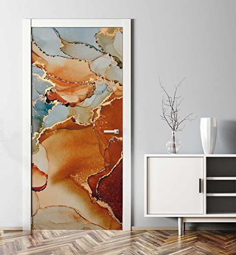 MyMaxxi - Tür bekleben mit Türtapete Türposter Türfolie Selbstklebend 90x200 Marmor terrakotta - Tür verschönern Türaufkleber Türklebefolie Steine Mauer Farbverlauf Mehrfarbig