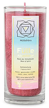 Chakra Duftkerze Muladhara-Chakra ROT ca. 14 cm - Duft: Kassie/Gewürznelke/Muskat