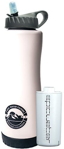 Epic Water Filters Vostok Vacuum Insulated Water Bottle with Filter, USA Made, BPA Free, Removes 99.9% Tap Water Contaminants, Stainless Steel, Dishwasher Safe