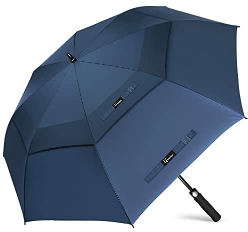 NINEMAX Golf Regenschirm Groß Sturmfest,Regenschirm XXL 62 zoll,Golfschirm mit Doppellagiger für Männer Frauenf(Marineblau)