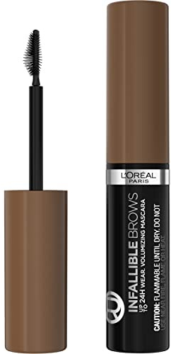 L'Oreal Paris Infallible Volumizing 24H Wear Brow Mascara, Long Lasting Eyebrow Makeup for 2X Fuller Eyebrows, 6.0 Light Brunette, 0.13 Fl Oz