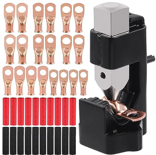 Rustark 41-teiliges Batteriekabelschuh-Crimpwerkzeug-Set enthält Hammer-Lug Crimper Werkzeug und Kupferdrahtschuhe AWG 4 6 8 mit Schrumpfschläuchen Sortiment Kit für elektrische Batterie und