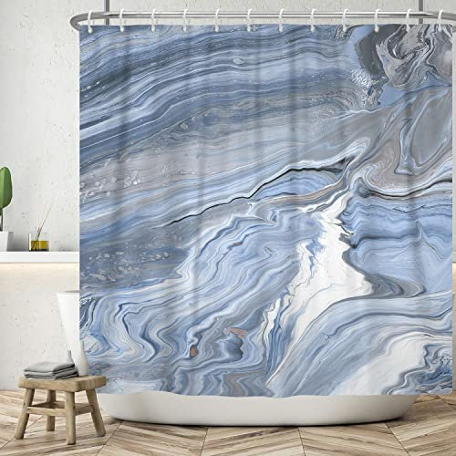 Ttincceer 183x198cm Rideau de Douche en marbre béton Gris Roche Texture Rideau de Bain Ombre Gris Blanc Mixte Abstrait Rideaux de Douche Rideau de Baignoire étanche