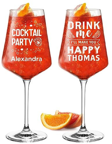 polar-effekt Leonardo Puccini - Set di 2 bicchieri Aperol Spritz da 560 ml, con incisione, rifinito in Germania, regalo per uomini per la festa del papà, adatto per aperitivo, vino e sangria