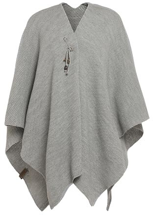 KNIT FACTORY - Jazz Poncho - Elegant Gestrickter Damen Cape - Wickelschal mit Wolle - Hochwertige Qualität - Iced Clay