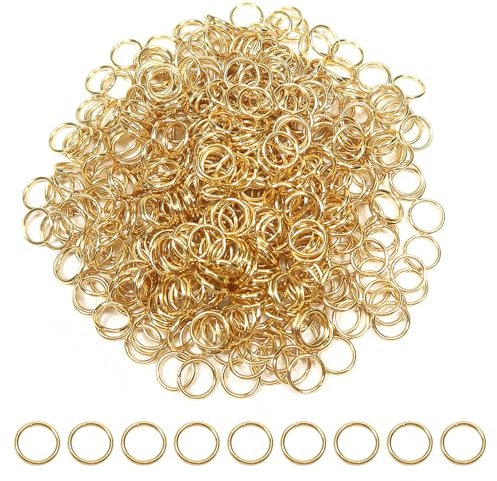TOAOB 500 Stück Jump Ringe Golden Spaltringe 6mm Edelstahl Sprungringe Offene Biegeringe Verbindungsringe für DIY Schmuckherstellung Halsketten Armband Schlüsselanhänger