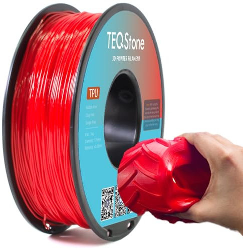 TEQStone TPU Filament 1.75mm Neu Rot 1Kg Spule 95A Flexibel Weiches 3D Drucker Filament Maßgenauigkeit +/-0.03mm Vakuumverpackung