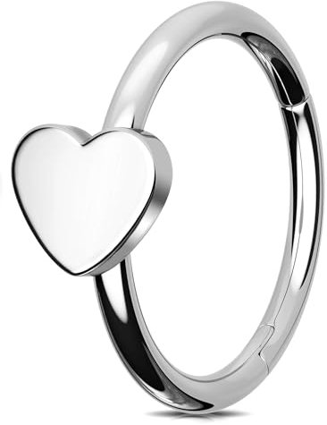 Jewseen Helix Piercing Hoop Herz Nase Ringe 16G Conch Piercings Septum Ringe Knorpel Piercing Schmuck 8mm