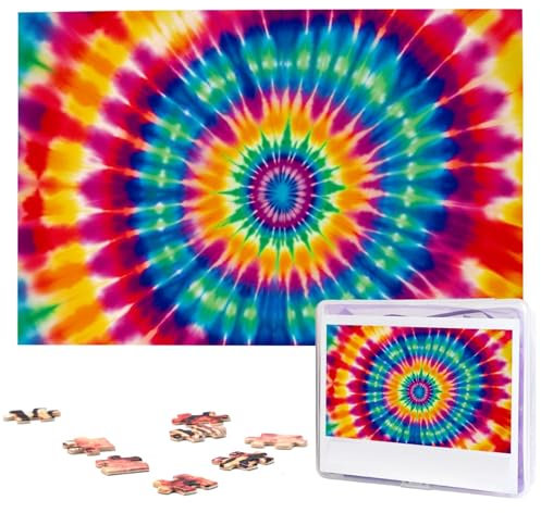 1000-teiliges Puzzle für Erwachsene, herausforderndes Puzzle für Spielabende, Geschenke, personalisiertes Bild, Puzzle, Batikmuster, individuelles Holzpuzzle für Familie, fertige Größe 74,9 x 50 cm