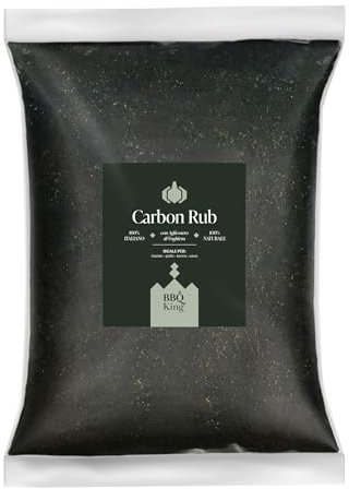 BBQ KING - Carbon Rub Confezione da 1Kg, Dry Rub Bbq per Manzo Ideale per Barbecue e Grill, Set Spezie Cucina 100% Made in Italy, Miscela di Spezie per Carni quali Manzo, Pollo, Agnello e Uova.