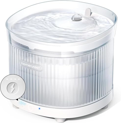Homerunpet Wireless Cat Water Fountain for Drinking with Ultra Quiet Wireless Pump, 7800mAh Battery Operated Pet Fountain with Motion Sensor, Easy Cleaning, BPA Free for Cats and Dogs, 2L