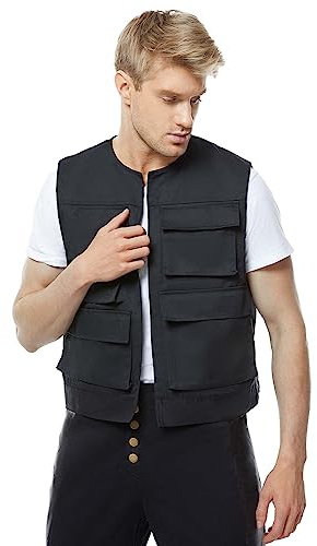 Herren Ritter Kostüm Set Erwachsene Oberteil Weste Hose Gürtel Halloween | Vollständiges Ritter Rollenspiel Set bestehend aus Oberteil, Weste, Hose, Gürtel und Holster Zubehör für Themenpartys