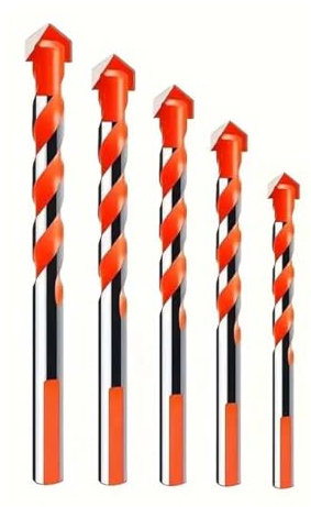 5-Piece Masonry Drill Bits Set,Shockproof Anti-slip Hammer Drill Bit Kit for Concrete,Stone,Carbide Drill Bit Set for Glass,Brick,Tile,Plastic,Ceramic and Wood Size 4-10 mm