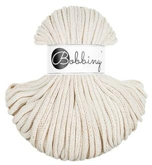 Premium Baumwoll-Flechtschnur - 5mm x 50m - Vielseitige Makramee-Kordel für Stricken, Weben, DIY-Basteln und Heimdekoration - Hochwertige Bunte Bastelschnur - Golden Natural