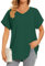 Bestbee Womens Dressy Chiffon Blouses 2024 Summer Short Sleeve Shirts Plus Size Casual T-Shirts V Neck Flowy Tunic Tops Lightweight, Dark Green, 3XL