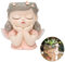 Les-Theresa Cute Face Plant Pots 4.13X3.54Inch, Face Flower Pot Head Planter Resin Head Flower Pots, Succulent Plant Pot with Drainage Face Pot Plant, Small Planters Indoor for Home Office (Pink)