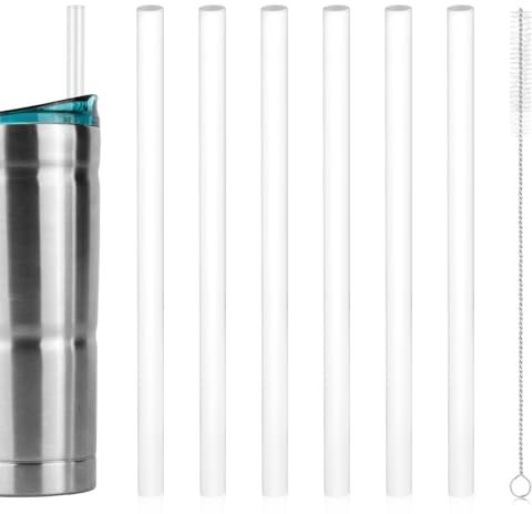 PEUTIER 6pcs Replacement Straws for Bubba 24oz Tumblers, Reusable Plastic Straws with Stainless Steel Cleaning Brush, Transparent, Eco-friendly, Includes 1 Cleaning Brush, Accessory, 7 count