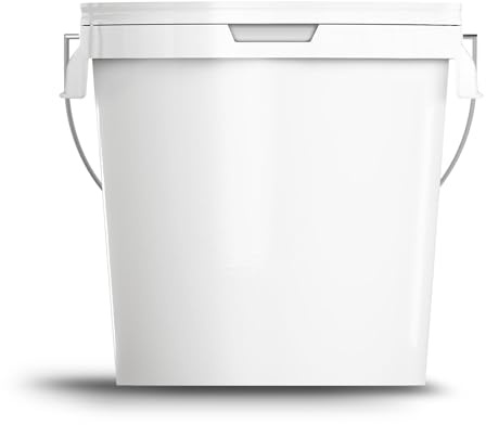 Ultimo Designs 15 Litre White Bucket With Airtight, Leak-Proof, Tamper Evident Lid & Metal Handle - 5 x Buckets
