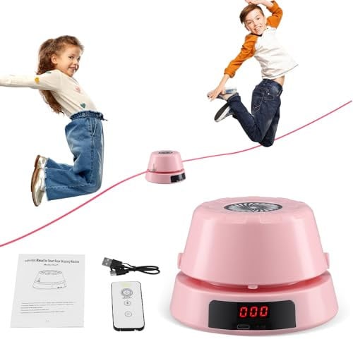 Jump Rope Machine, Smart Skipping Rope with 1-10 Speed Level, Automatic Electric Rope with Remote Control, LED Display Counter, Adult Kids Rope skipping Machine