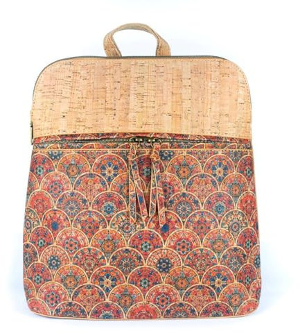 DeCarbonize Damen Rucksack aus Kork Veganleder Nachhaltig Damen Handtasche (Mosaic)